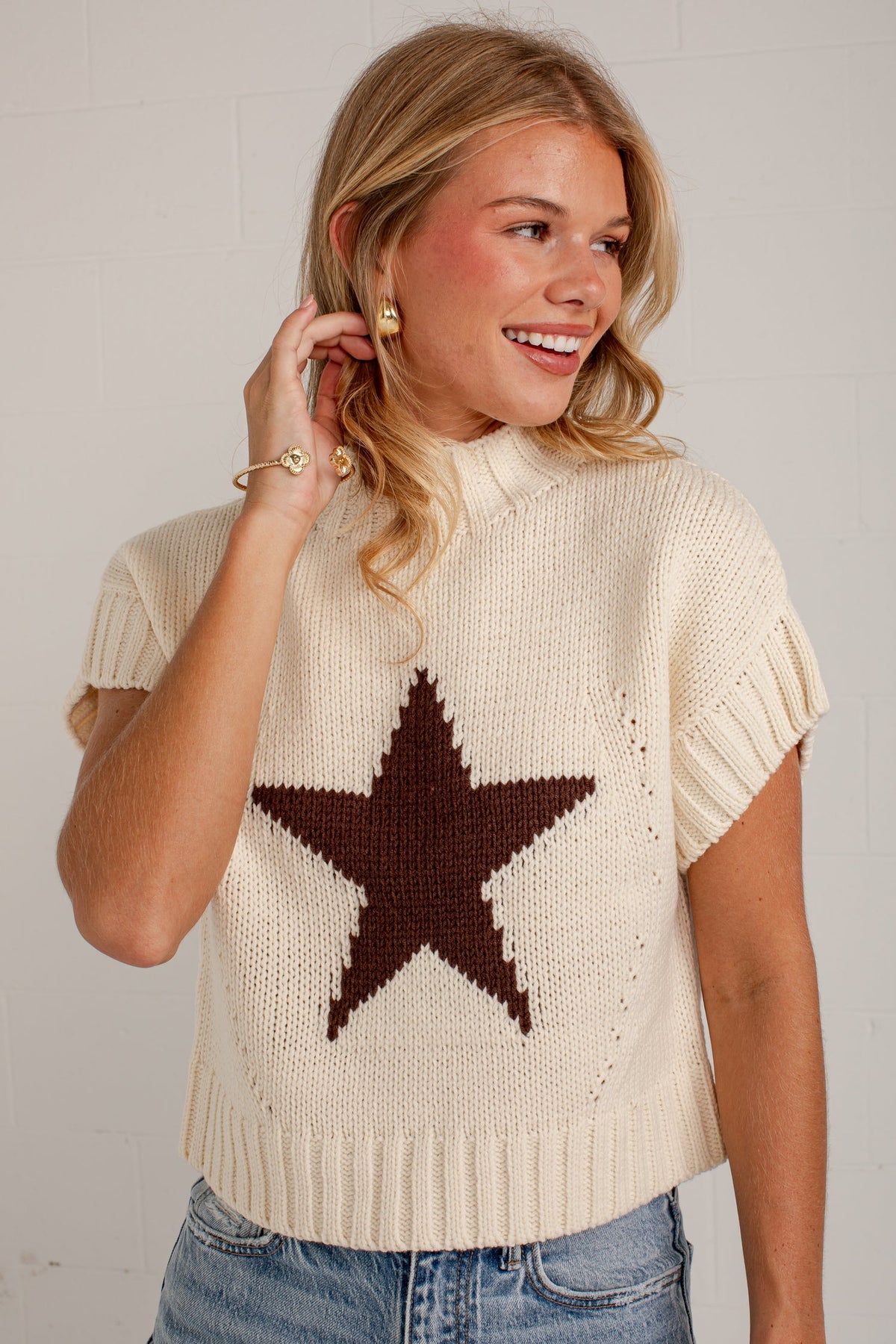 Star Moment Cream Knit Sweater