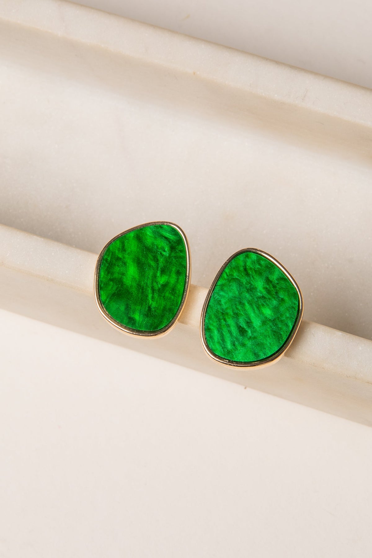 FINAL SALE - Maggie Green Stone Stud Earrings