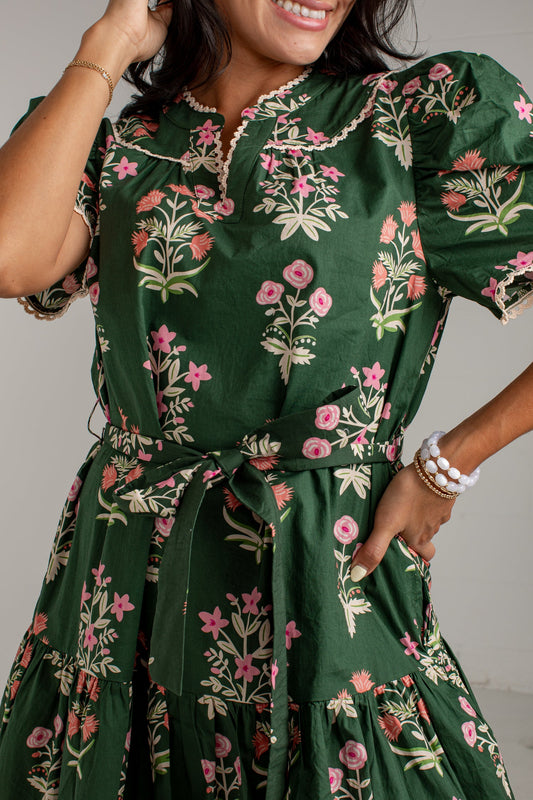 Wildflower Weekend Olive Floral Mini Dress