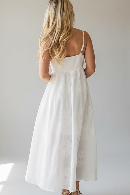 A Gentle Touch Off White Embroidered Maxi Dress