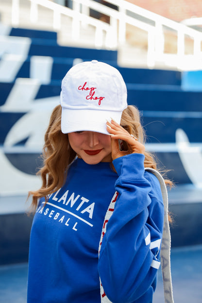 White Chop Chop Script Embroidered Hat