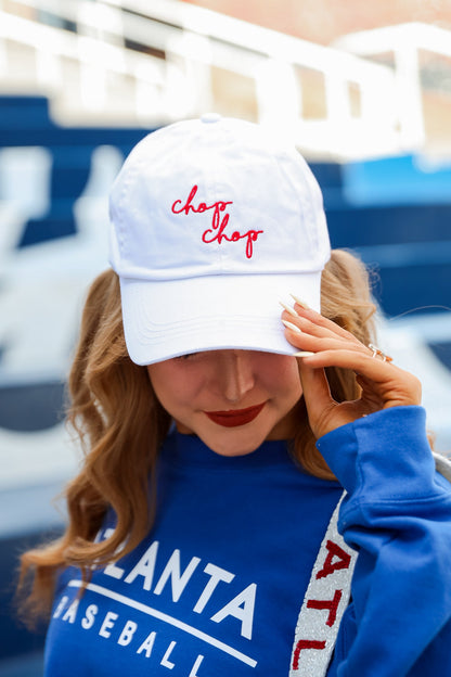White Chop Chop Script Embroidered Hat