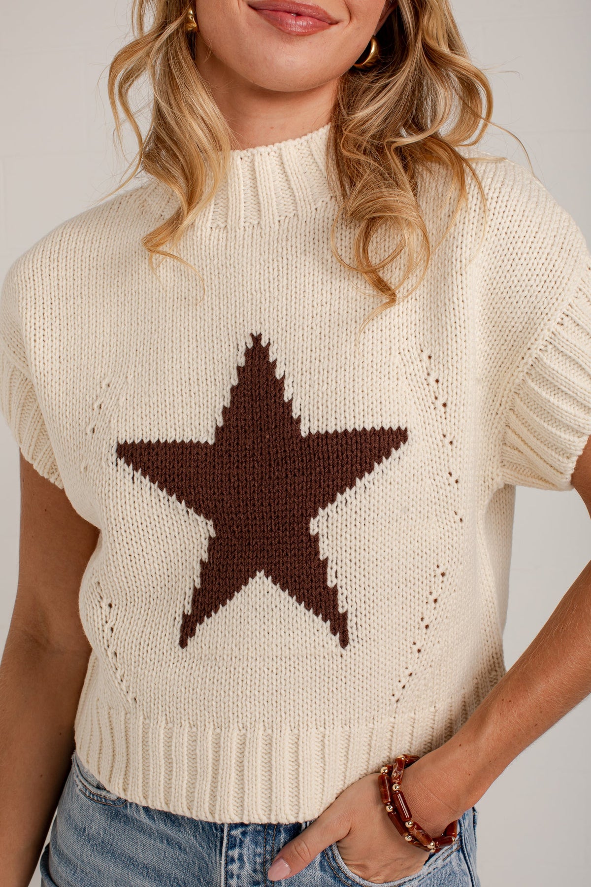 Star Moment Cream Knit Sweater