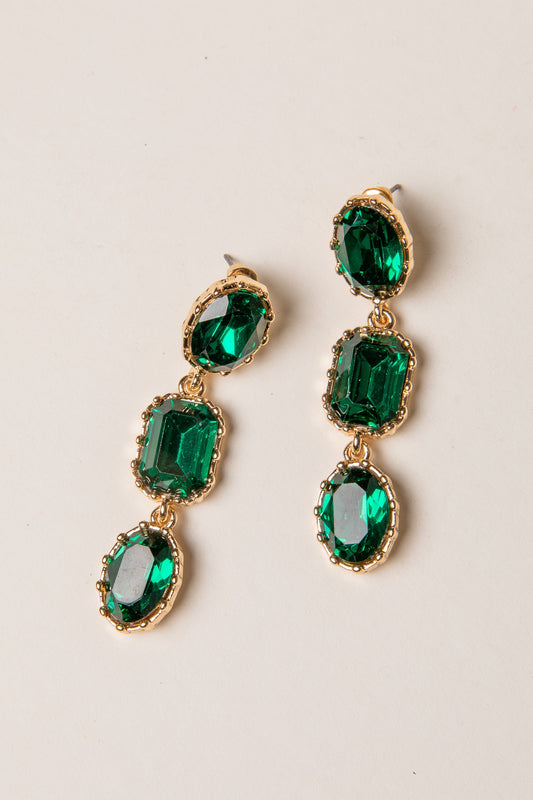 FINAL SALE - Sarah Green Gemstone Drop Earrings