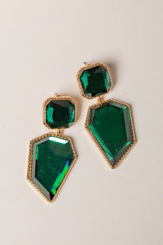 FINAL SALE - Ashley Green Gemstone Statement Earrings