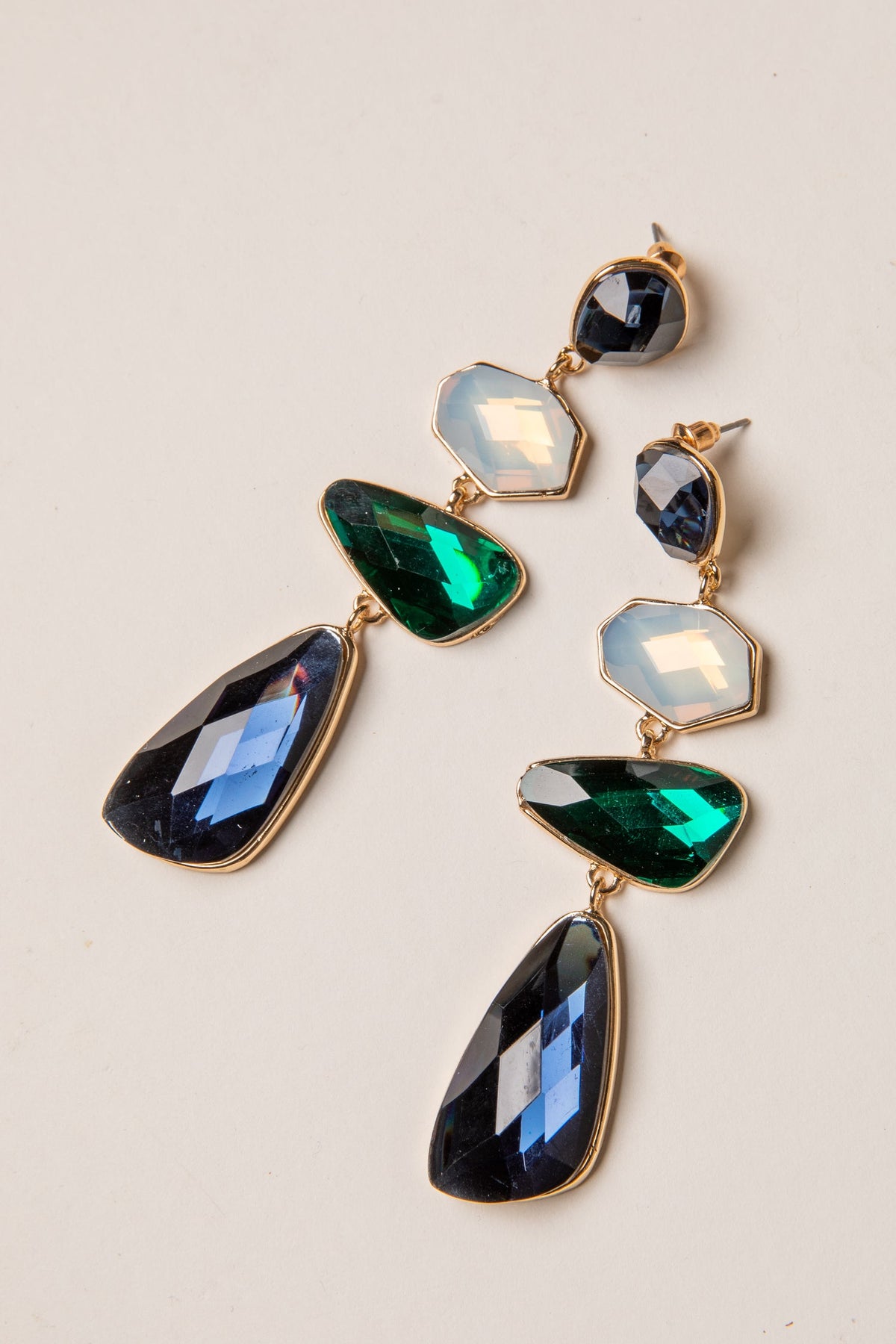 FINAL SALE - Julia Green Gemstone Tiered Drop Earrings