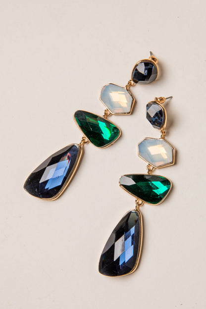 FINAL SALE - Julia Green Gemstone Tiered Drop Earrings