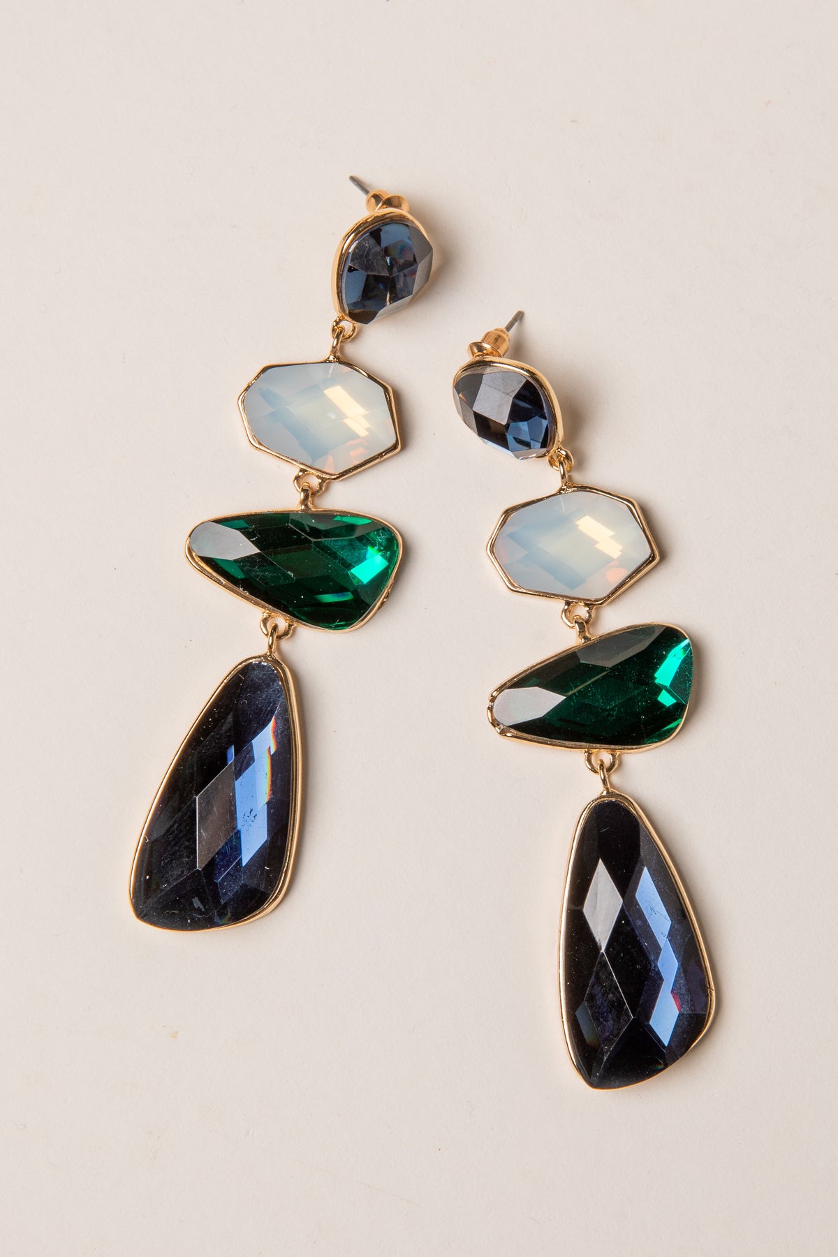 FINAL SALE - Julia Green Gemstone Tiered Drop Earrings