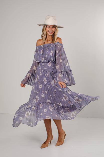 Wild Bouquet Lavender Floral Maxi Dress
