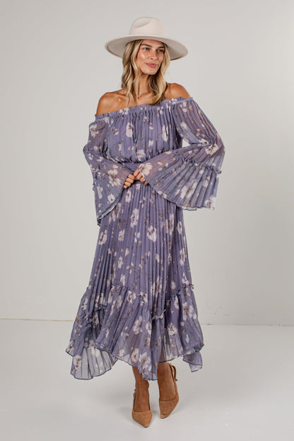 Wild Bouquet Lavender Floral Maxi Dress