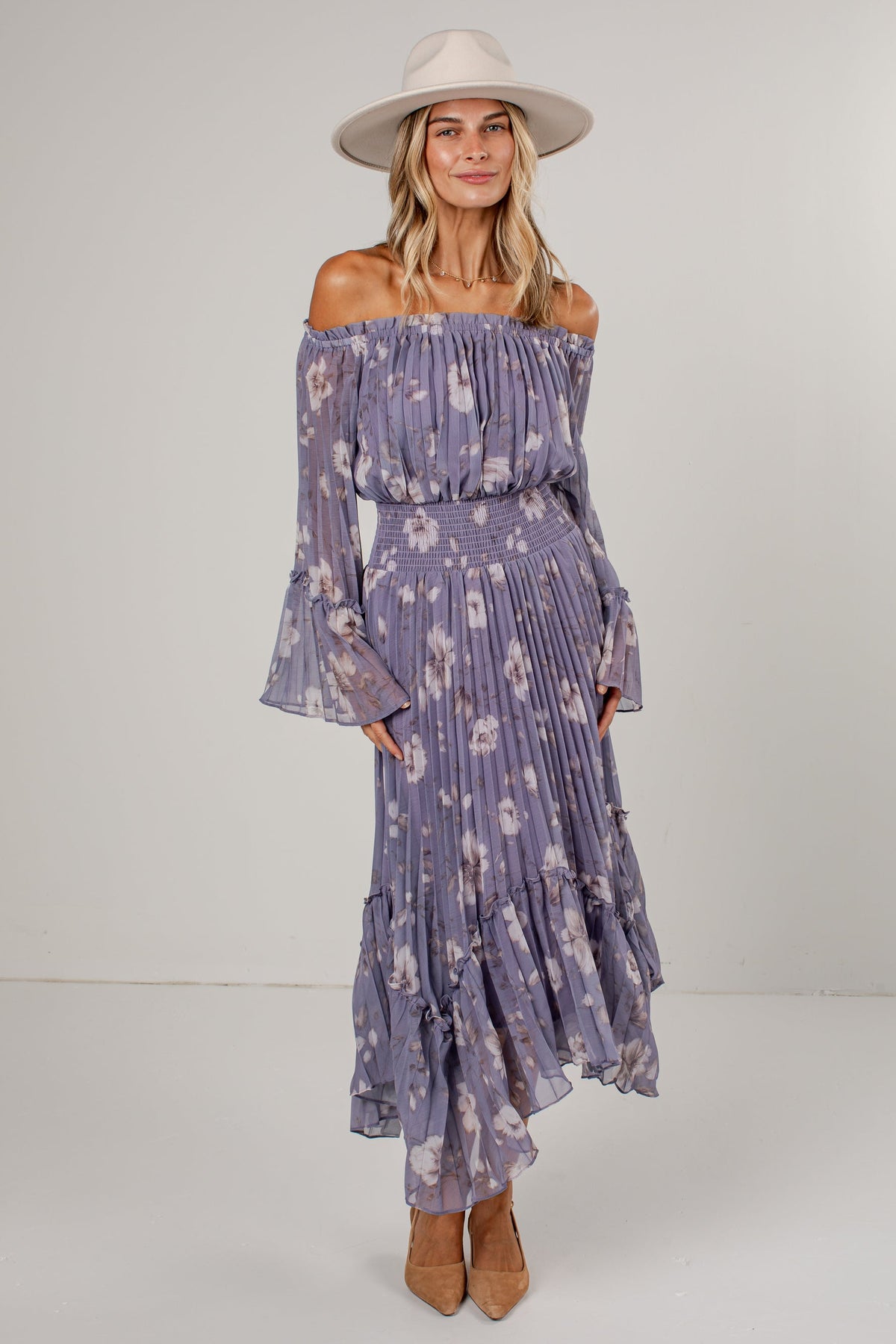 Wild Bouquet Lavender Floral Maxi Dress