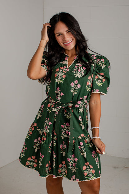 Wildflower Weekend Olive Floral Mini Dress