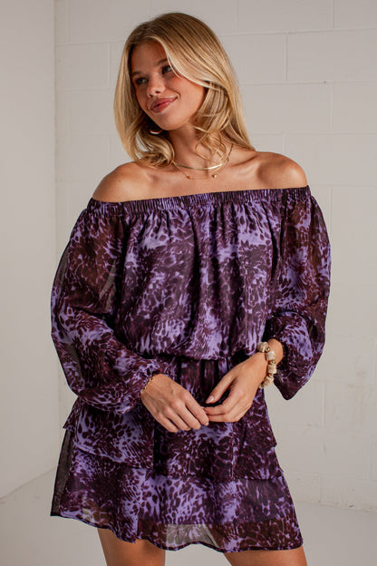 Collected Moments Purple Printed Mini Dress