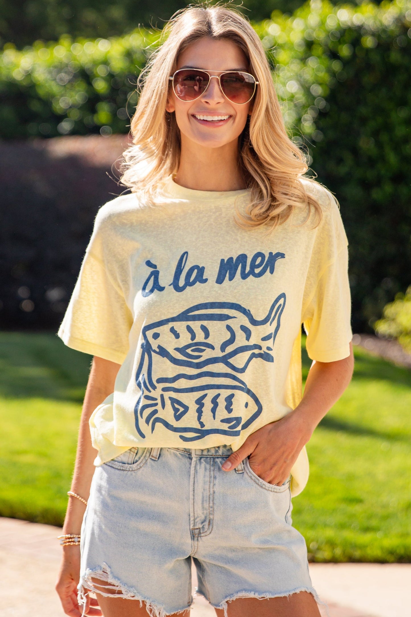 À La Mer Yellow Graphic Tee
